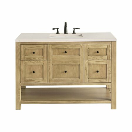 JAMES MARTIN VANITIES Breckenridge 48in Single Vanity, Light Natural Oak w/ 3 CM Eternal Marfil Top 330-V48-LNO-3EMR